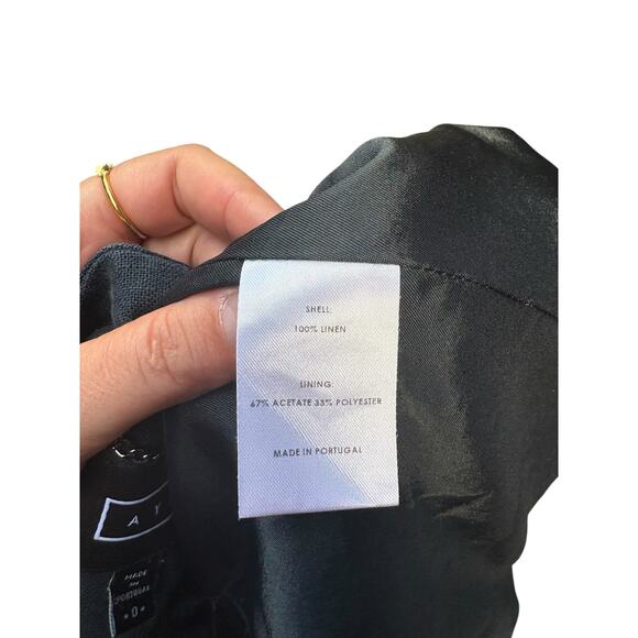 AYR The Coup Navy 100% Linen Notched Open Front Blazer Jacket - 0 - Picture 9 of 10